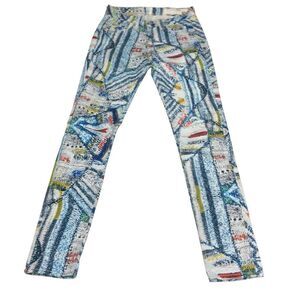 Rag & Bone Blue and White Surf Knit Print Legging Jeans N0393